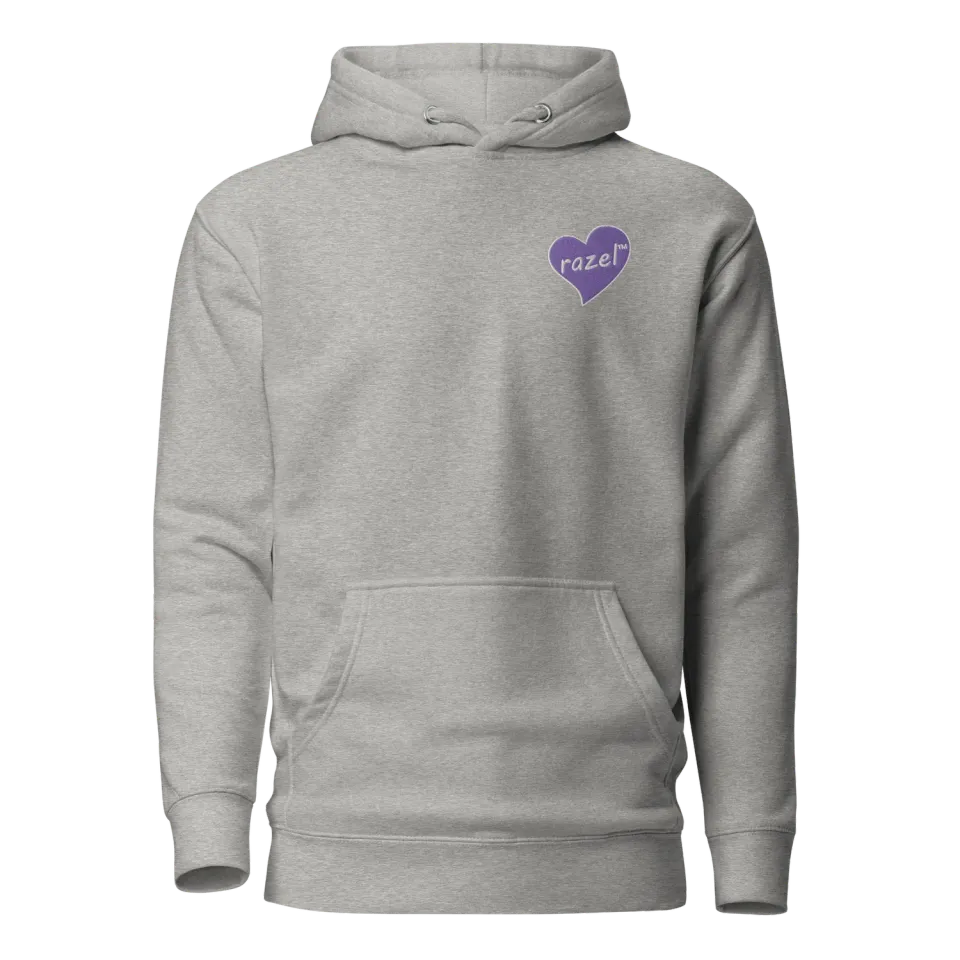 Razel Purple Hearted hoodie zwart geborduurd