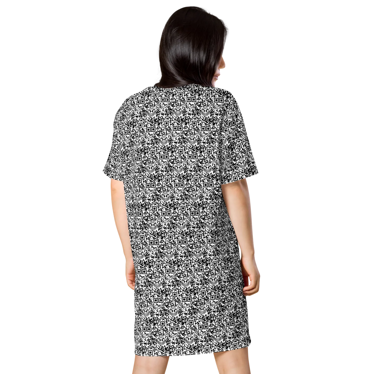Razel Face QR Code T-shirt jurk dames oversized