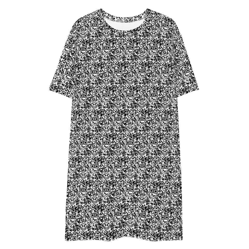 Razel Face QR Code T-shirt jurk dames oversized