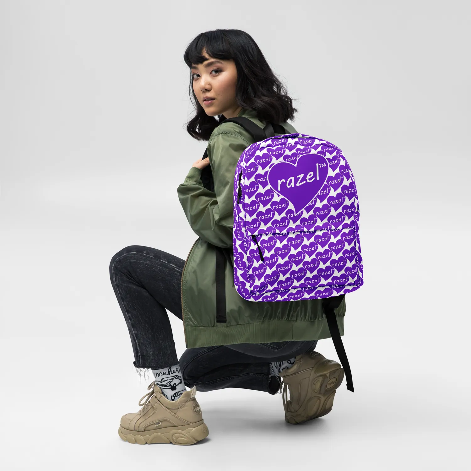 Razel Purple Hearted Motif rugzak 15 inch waterafstotend