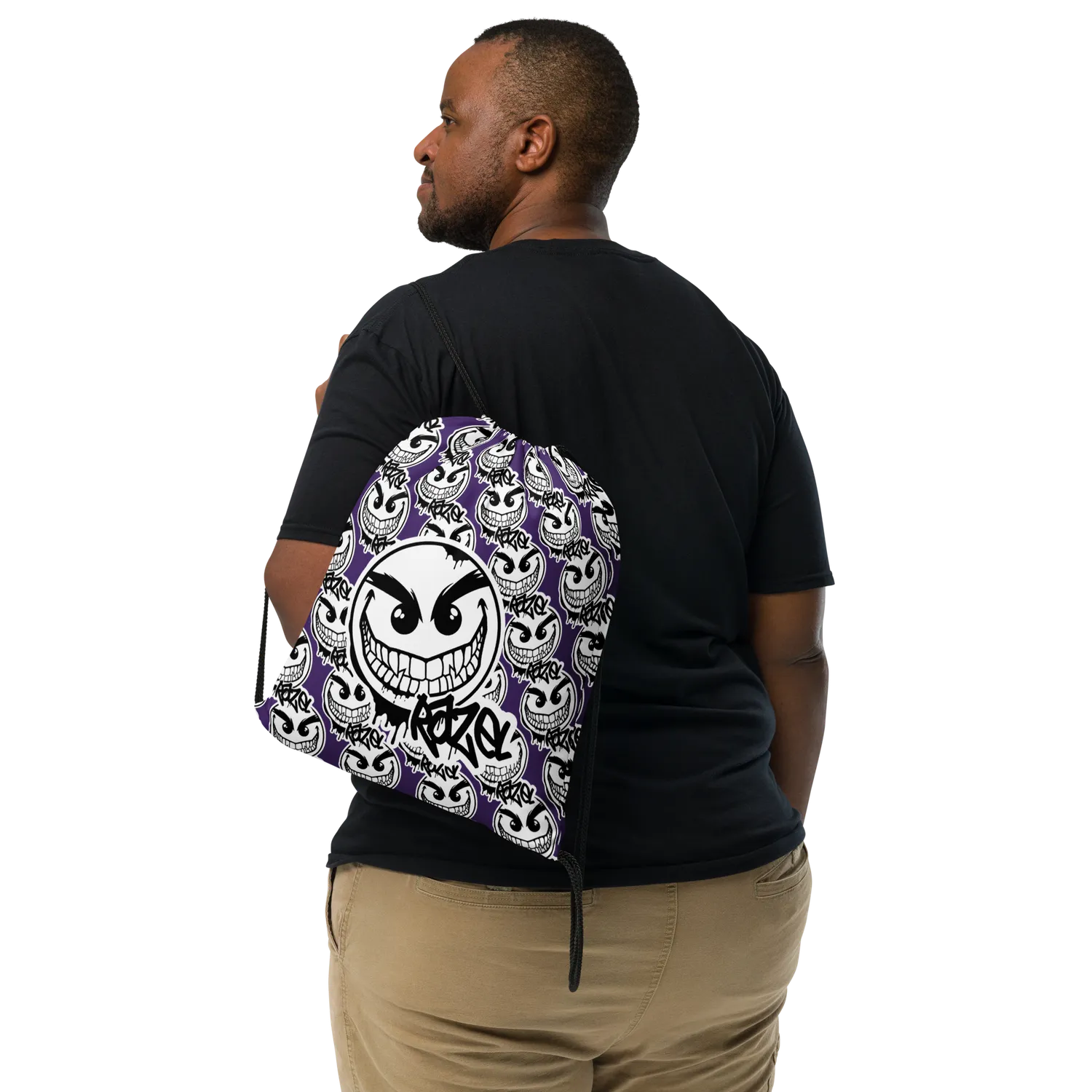 Razel Gang Drip Face Motif gymtas 38x43 cm trekkoord