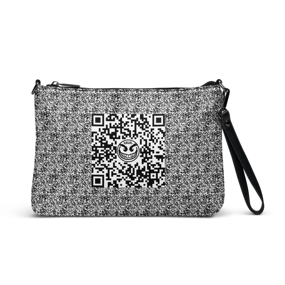 Razel Face QR Code Satchel Schoudertas Zwart Kunstleer