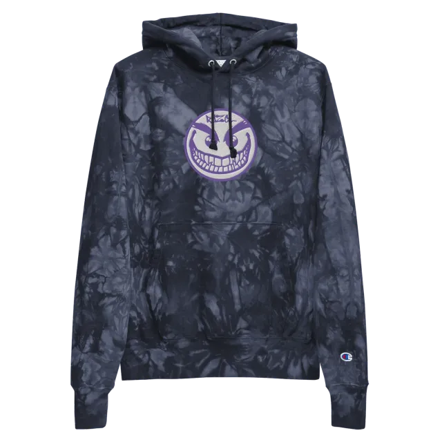 Razel Face Champion Hoodie zwart tie-dye geborduurd
