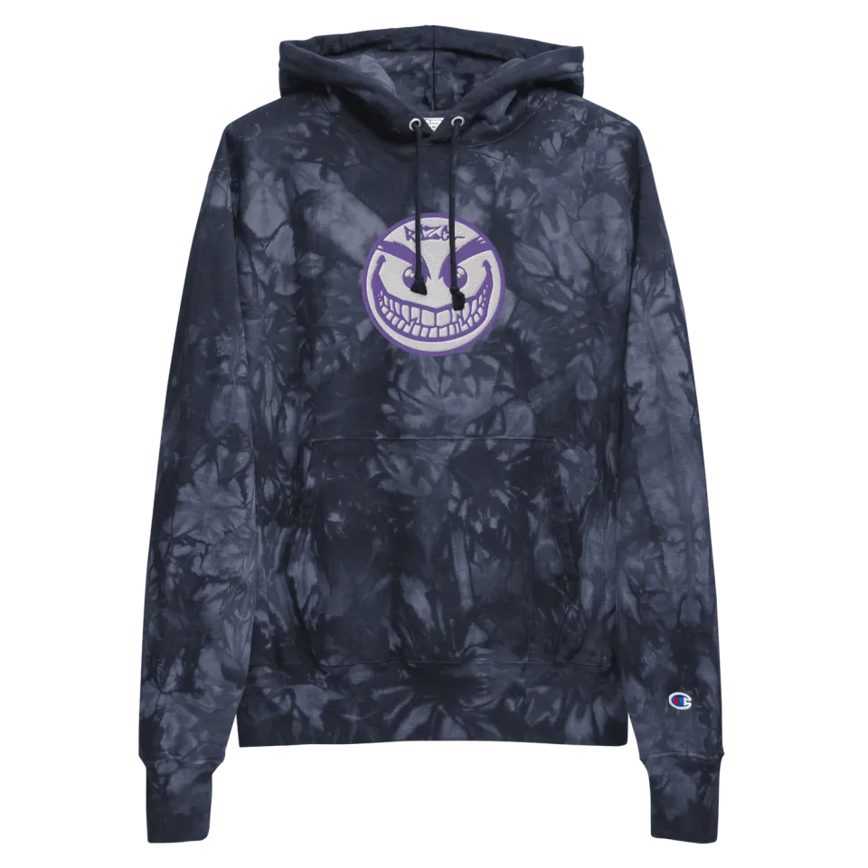 Razel Face Champion Hoodie zwart tie-dye geborduurd