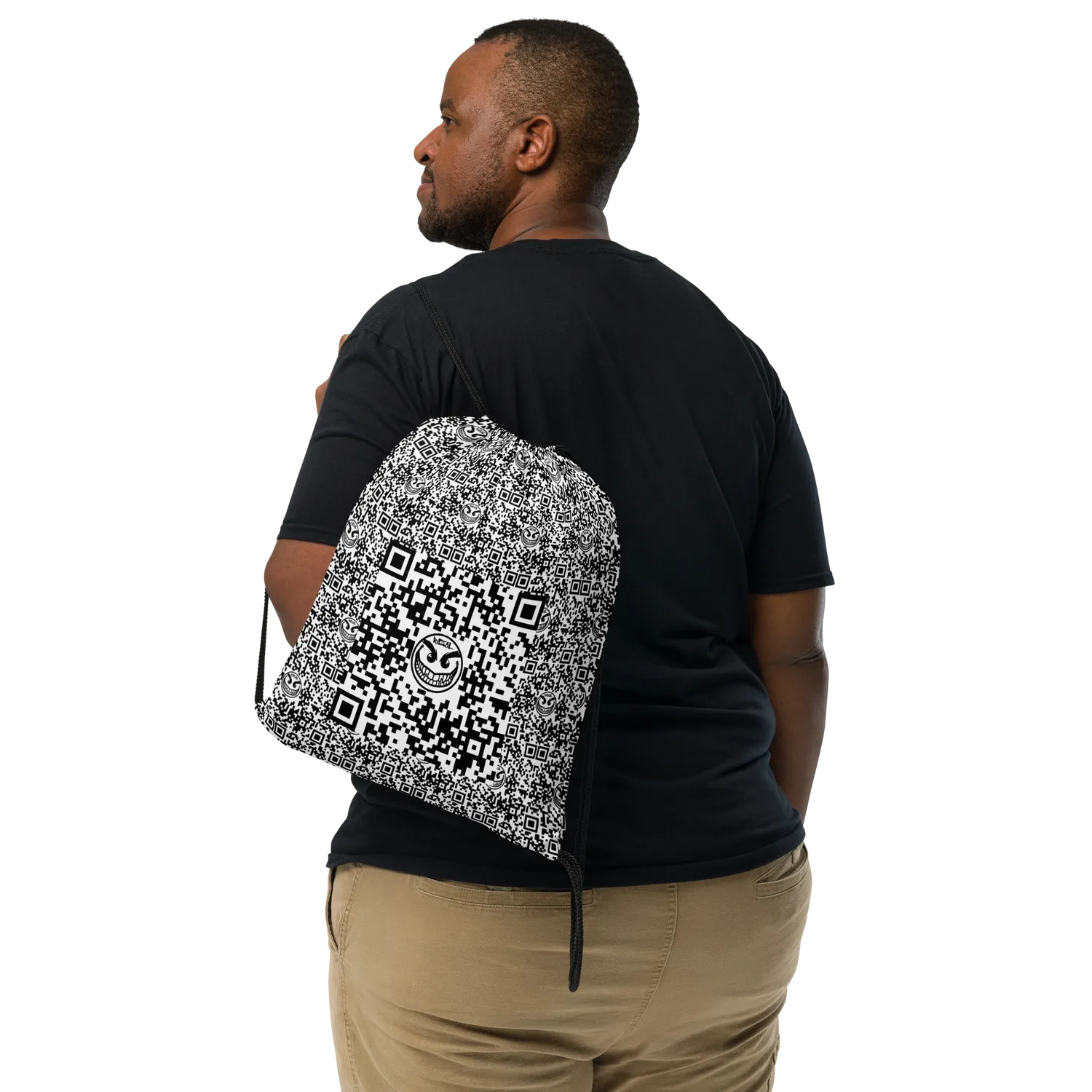 Razel Face QR Code gymtas polyester trekkoord 38 cm
