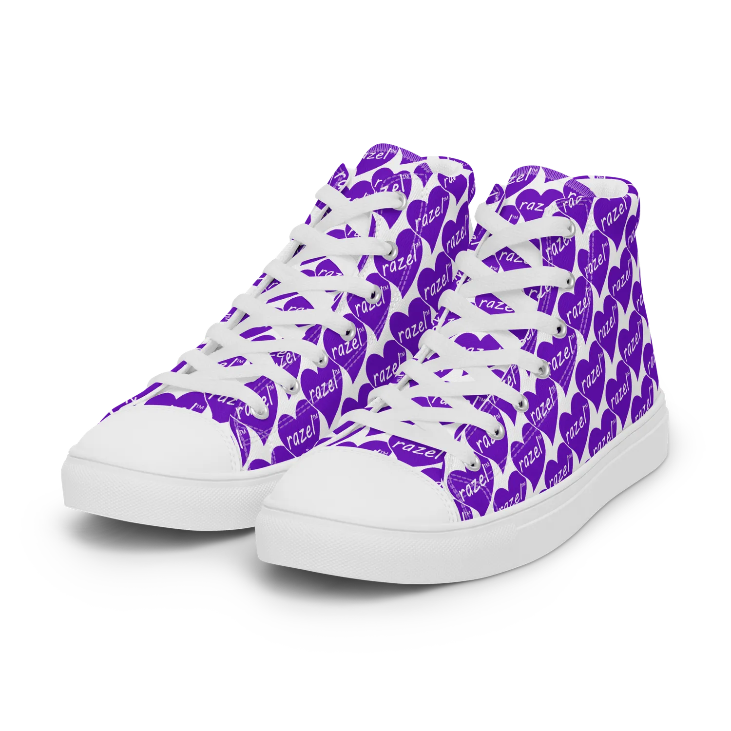 Razel Purple Hearted high-top sneakers met hartprint