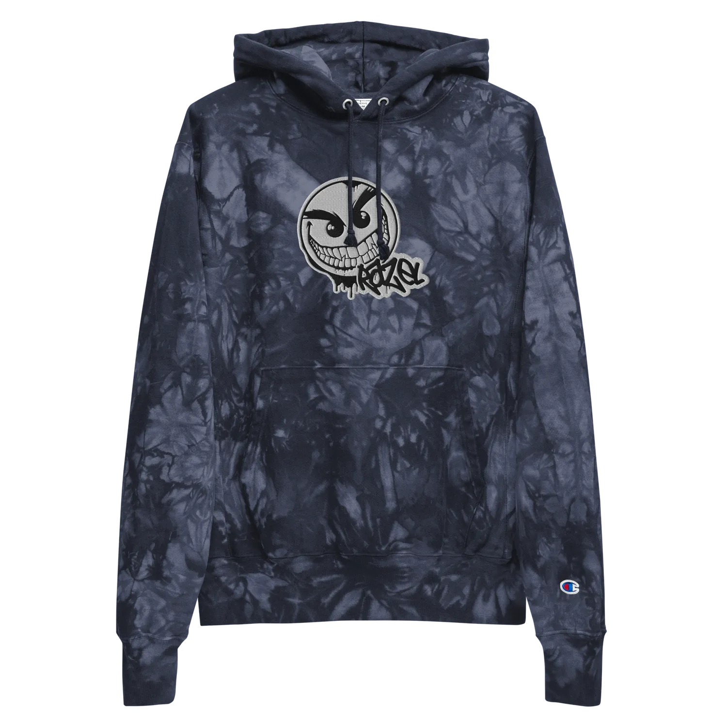 Razel Gang Drip Face Champion hoodie zwart tie-dye