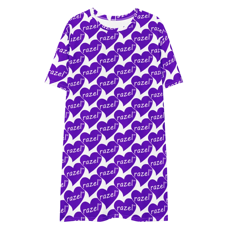Razel Purple Hearted T-shirt jurk oversized stretch