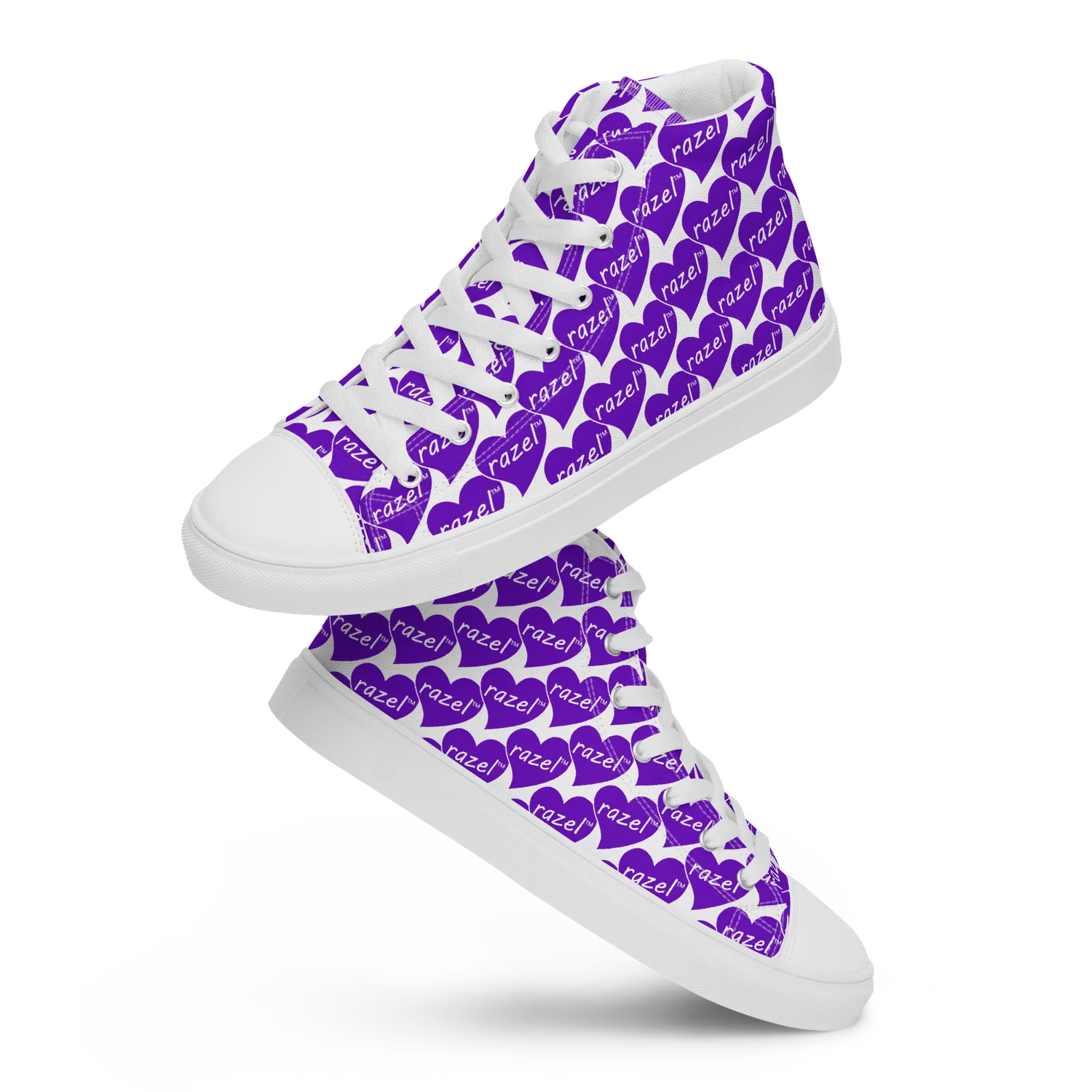 Razel Purple Hearted high-top sneakers met hartprint