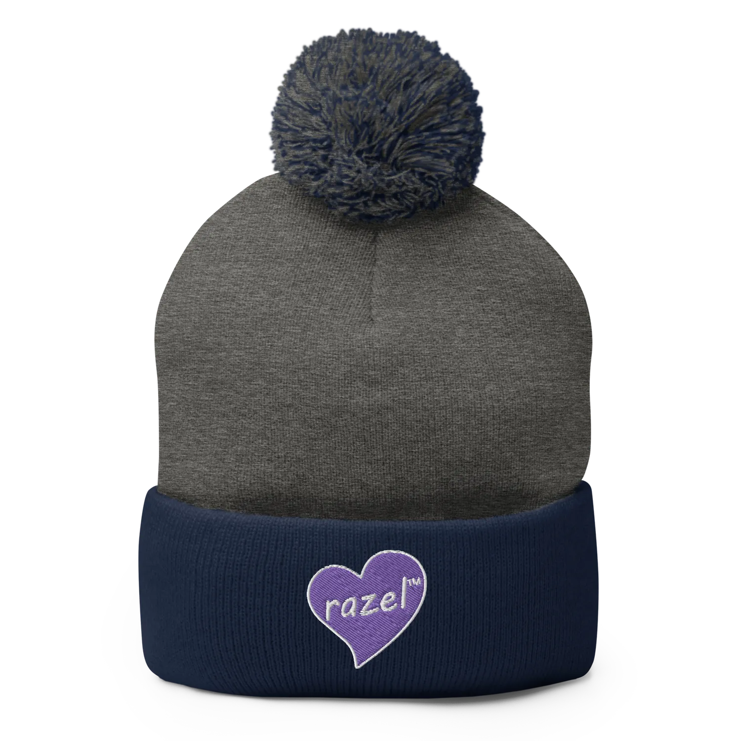 Razel Purple Hearted pompon muts zwart acryl