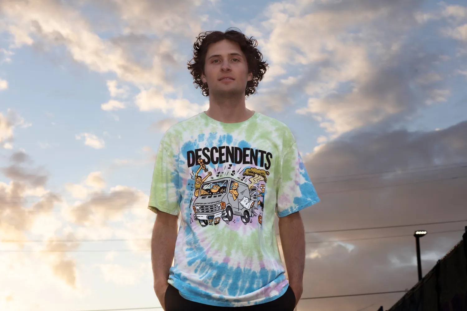 Descendents Van T-shirt watercolor spiral dye katoen