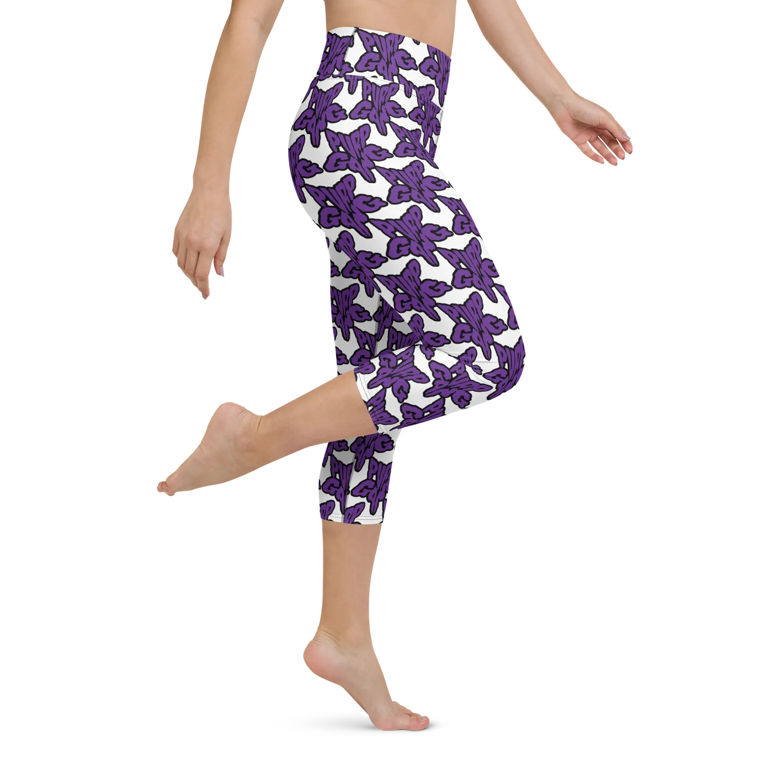 Razel Purp Gang Rock Star Motif Yoga Capri high waist