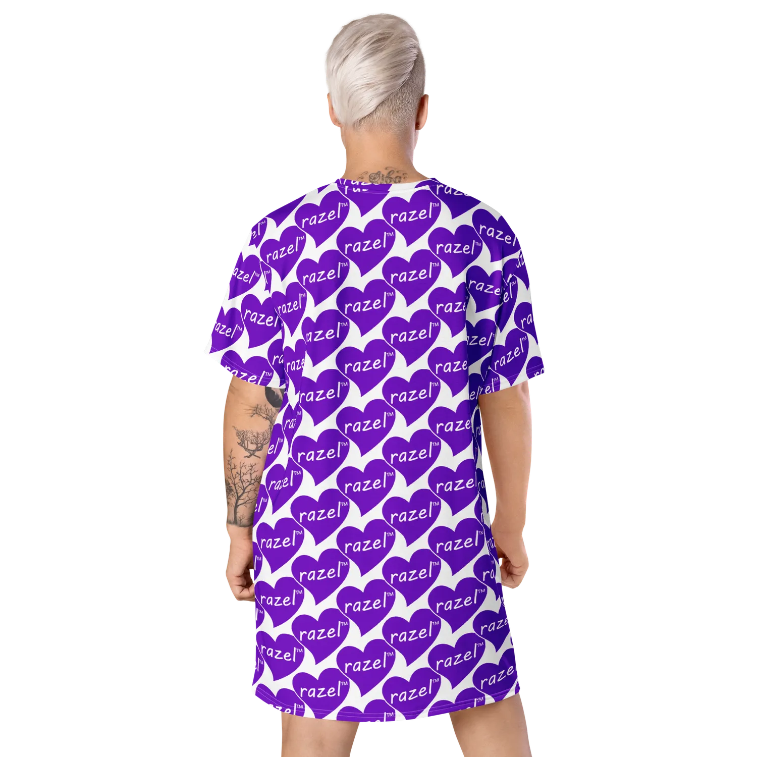 Razel Purple Hearted T-shirt jurk oversized stretch