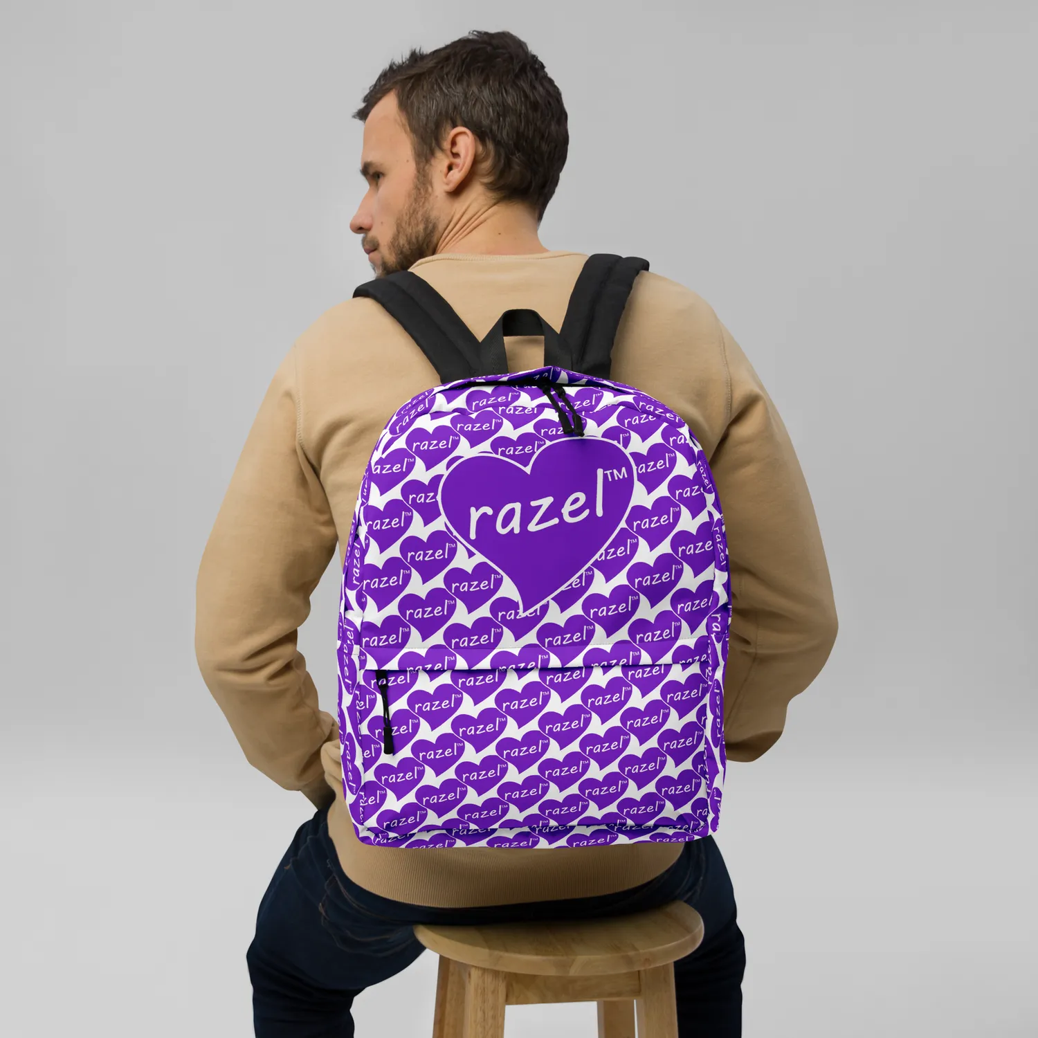 Razel Purple Hearted Motif rugzak 15 inch waterafstotend