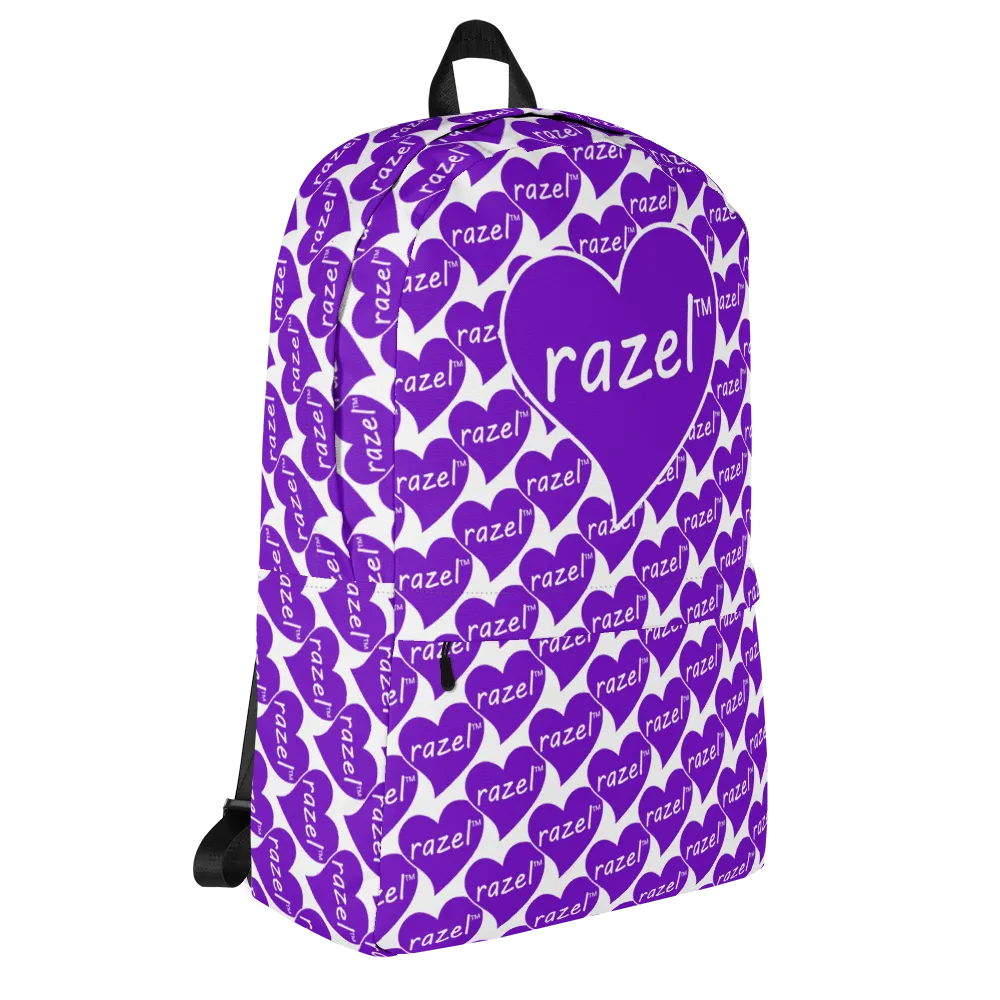 Razel Purple Hearted Motif rugzak 15 inch waterafstotend