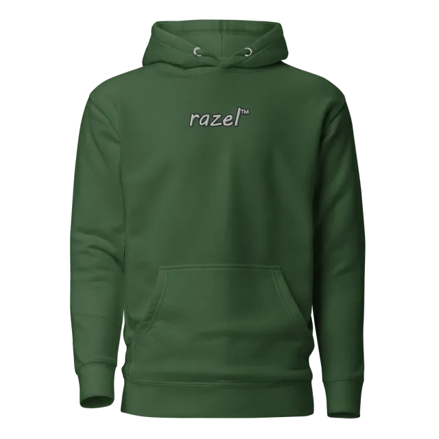 Razel Inverted hoodie zwart geborduurd