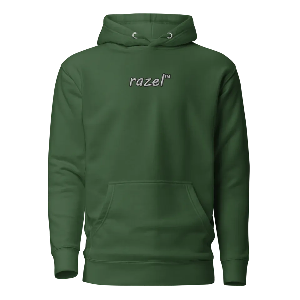 Razel Inverted hoodie zwart geborduurd