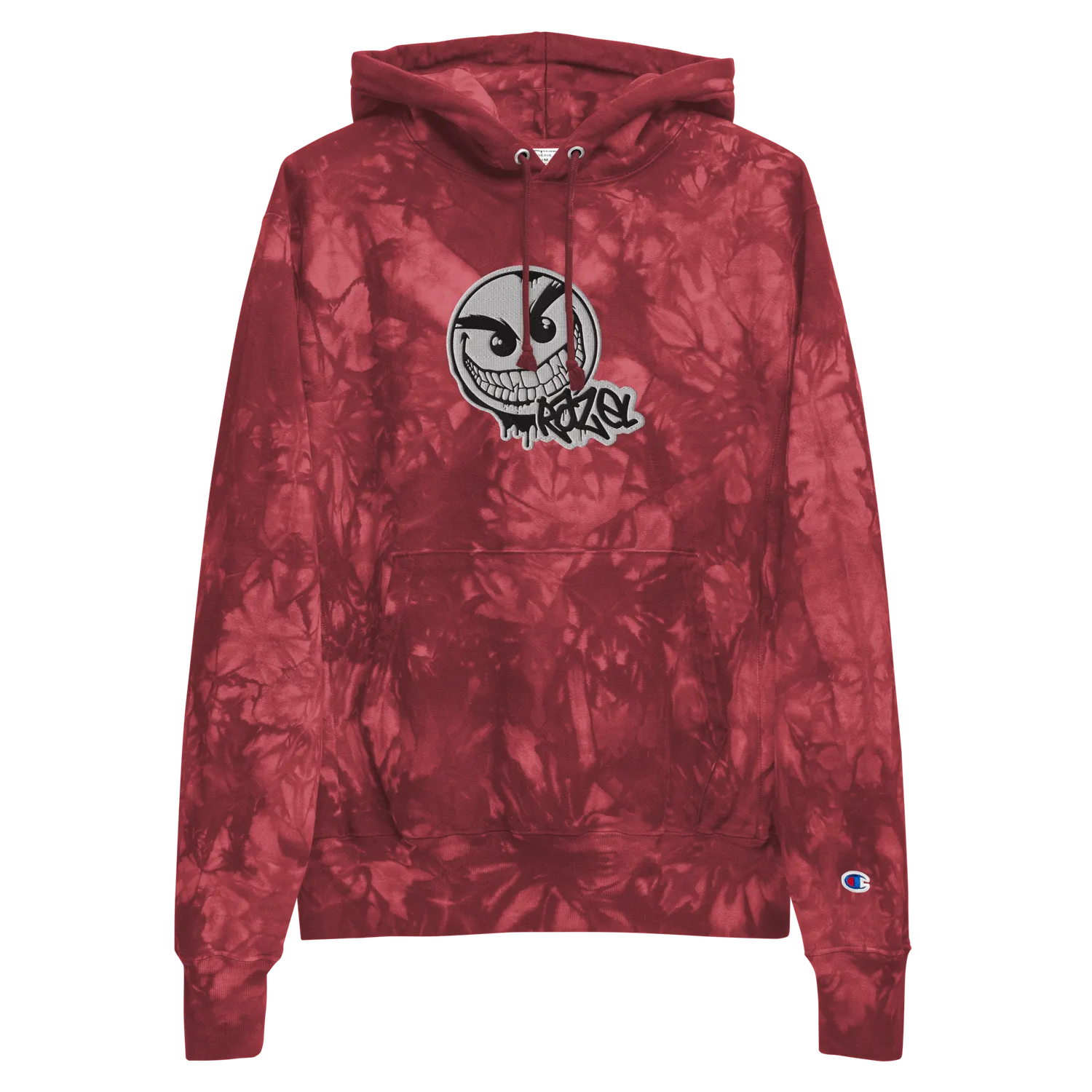 Razel Gang Drip Face Champion hoodie zwart tie-dye