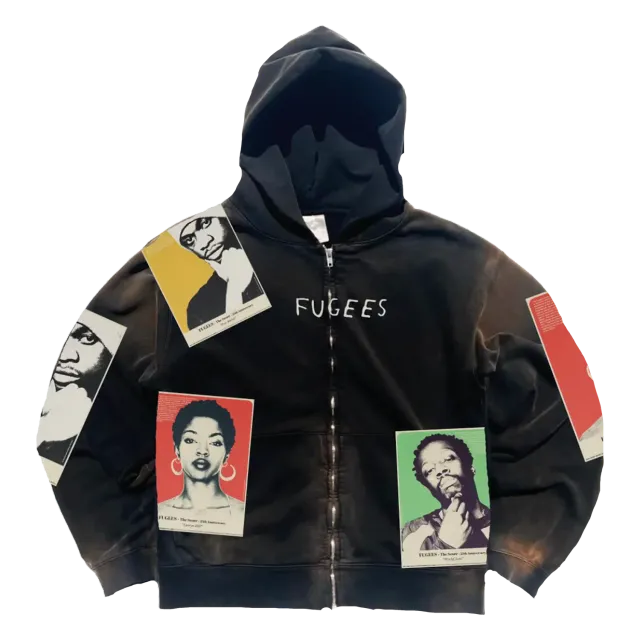 Lauryn Hill Fugees Alt Zipper hoodie washed black