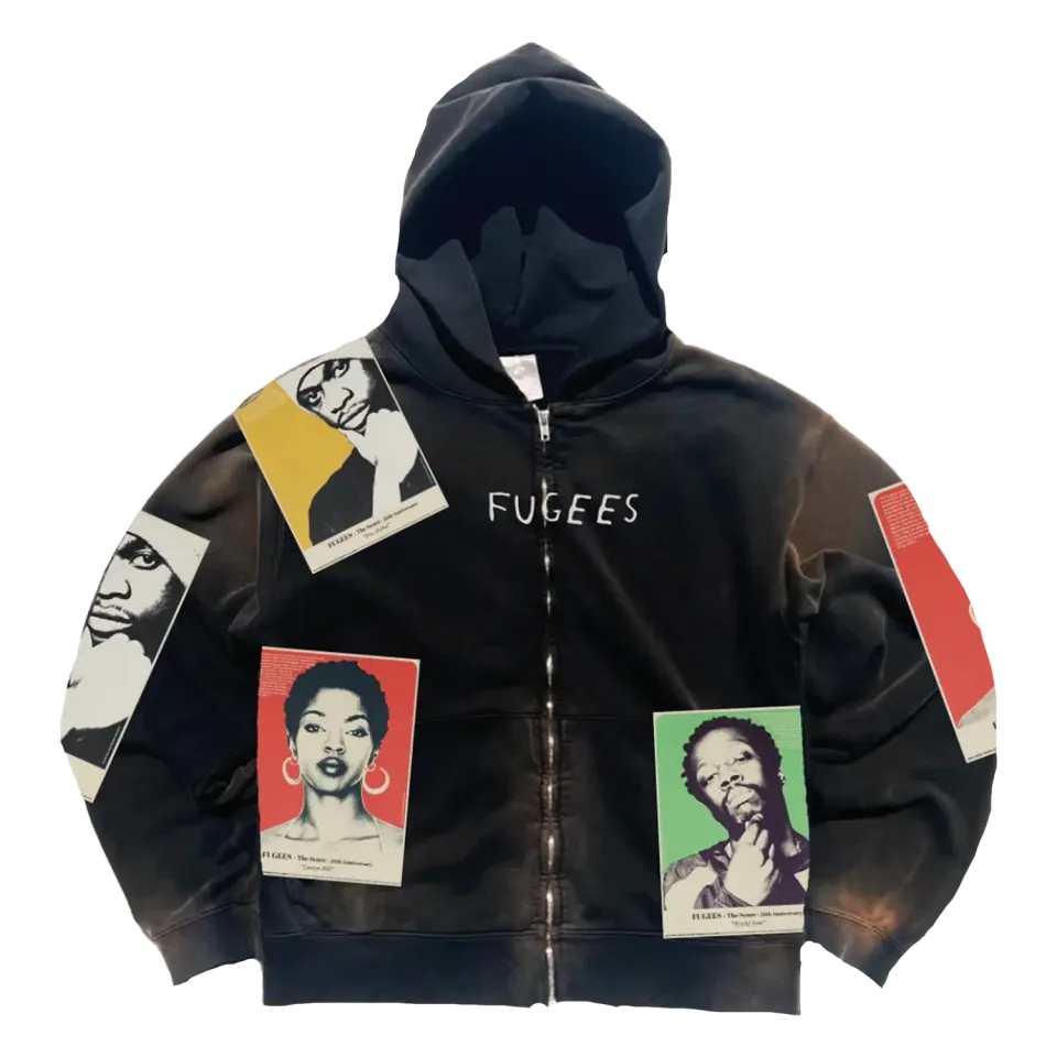 Lauryn Hill Fugees Alt Zipper hoodie washed black