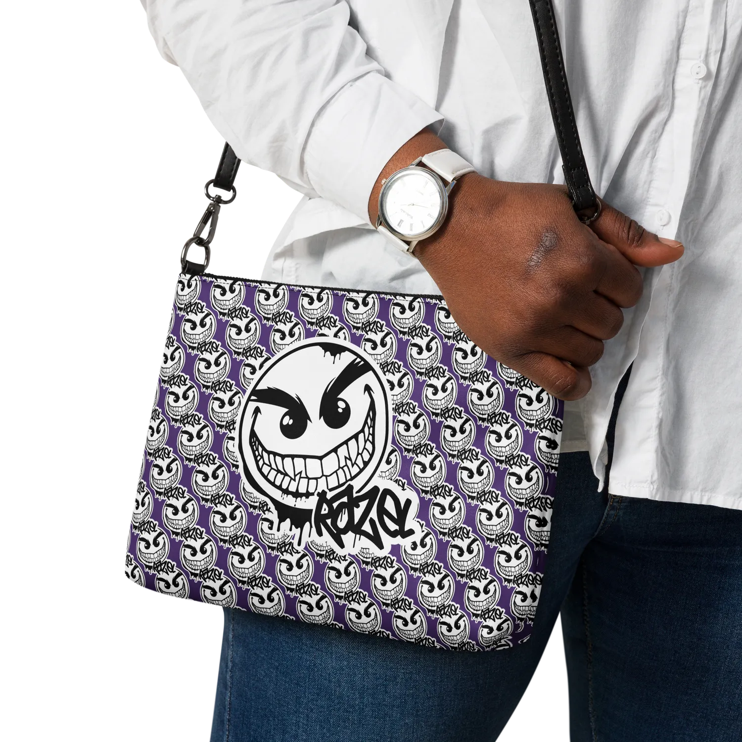 Razel Gang Drip Face Satchel zwart imitatieleer